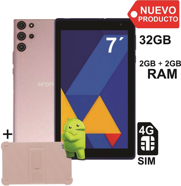 Tablet 7 Pulgadas Sim Card 2GB RAM 32GB Android 13 Rosado
