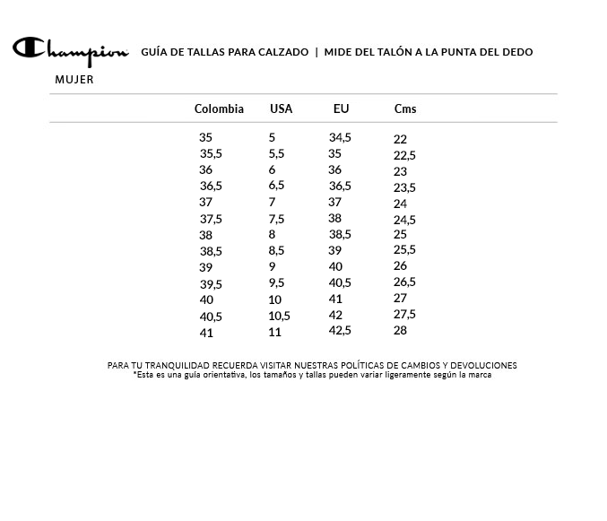 Tallas Zapatillas Champion Tallas Champion Mujer Zapatilla