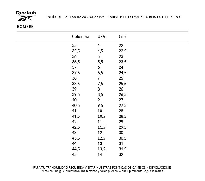 Tabla Tallas Reebok Cheap Sale, TO 66% OFF | www.istruzionepotenza.it