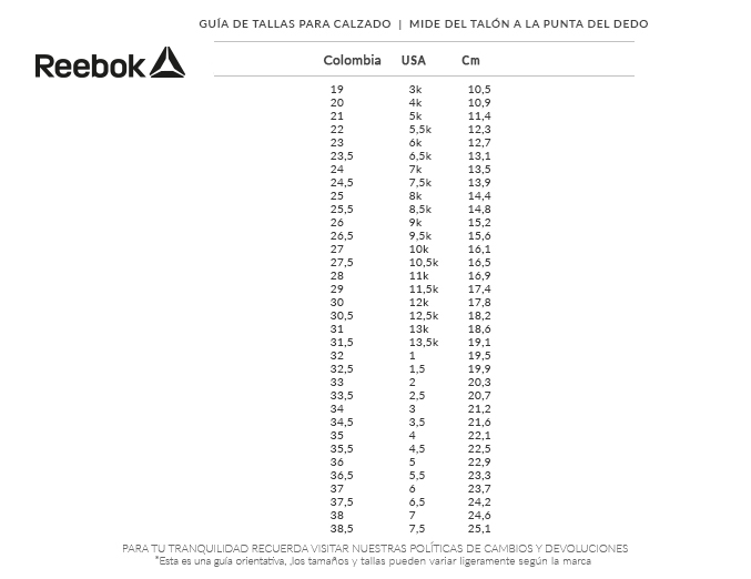 Tabla De Tallas Zapatillas Reebok Clearance, SAVE 47% - piv-phuket.com