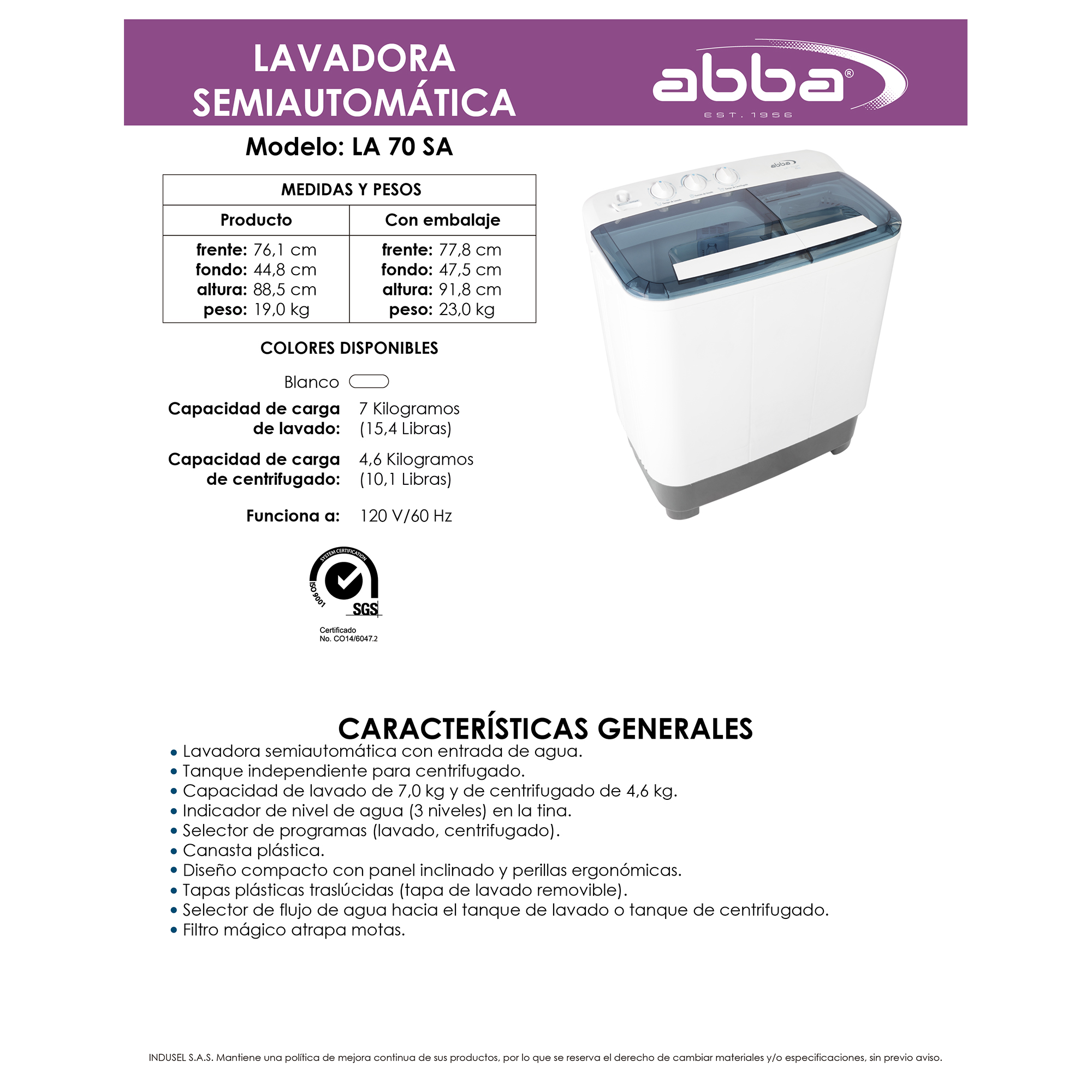 No inverter 7 kg Abba | falabella.com