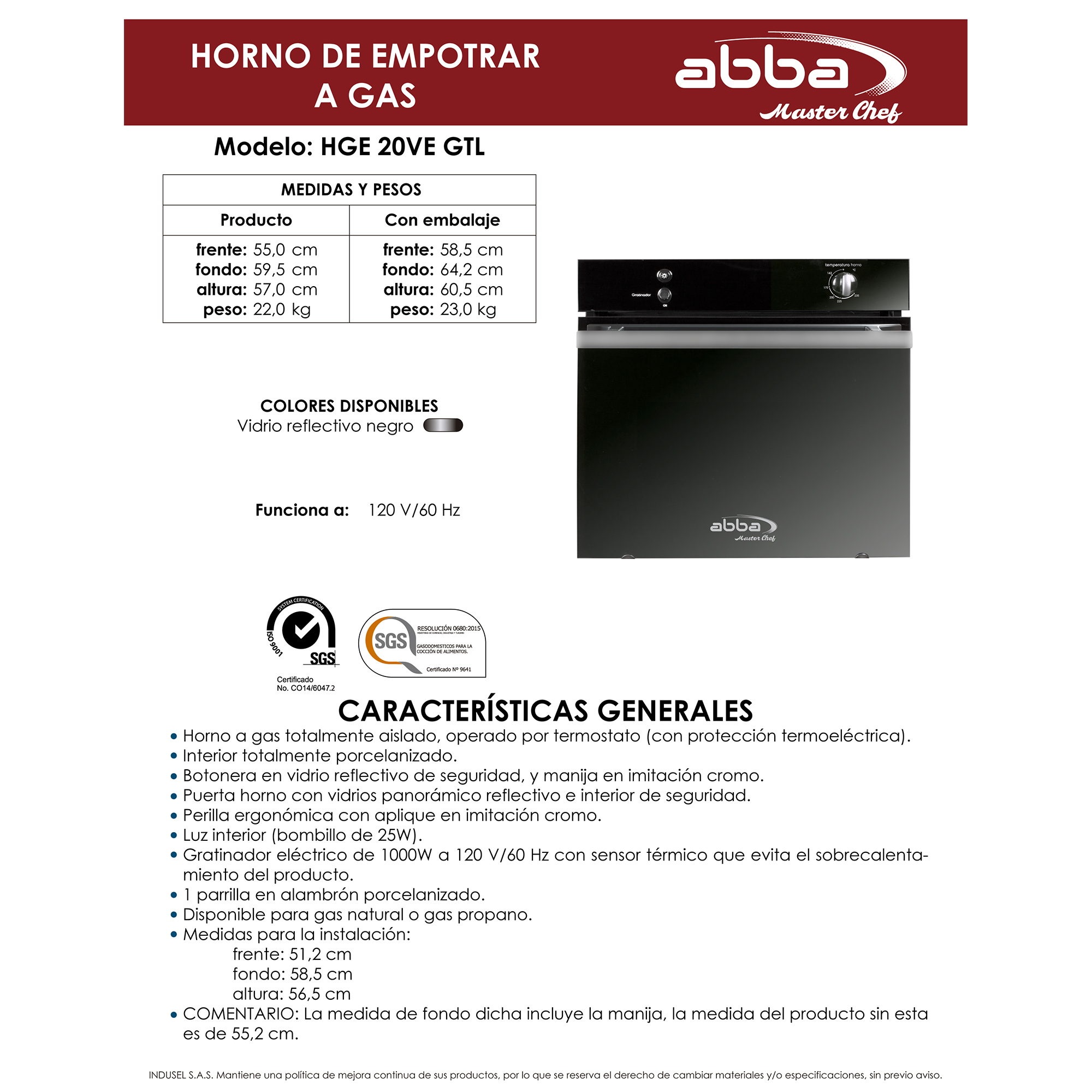 Abba Horno de Empotrar HGE 20VE GTLN | Falabella.com