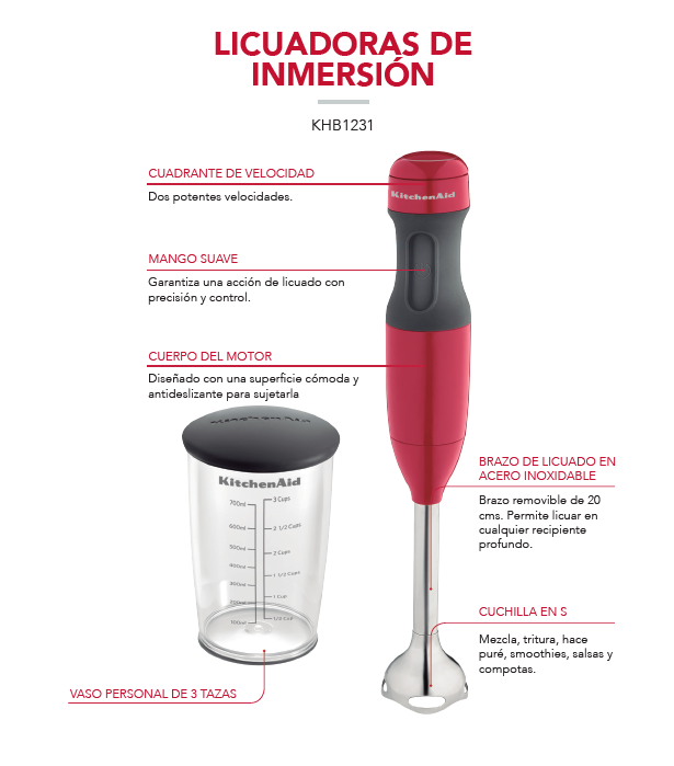 Propiedades de la licuadora batidora de inmersión de KitchenAid