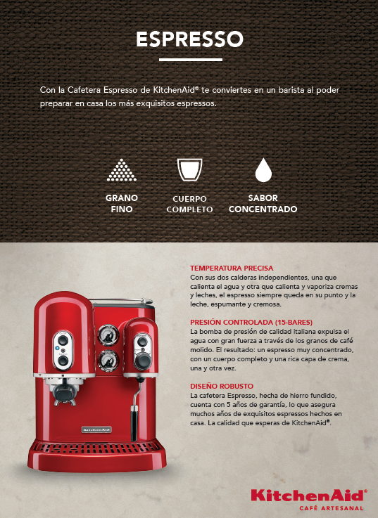 KitchenAid trae para ti la Cafetera Manual Espresso de KitchenAid